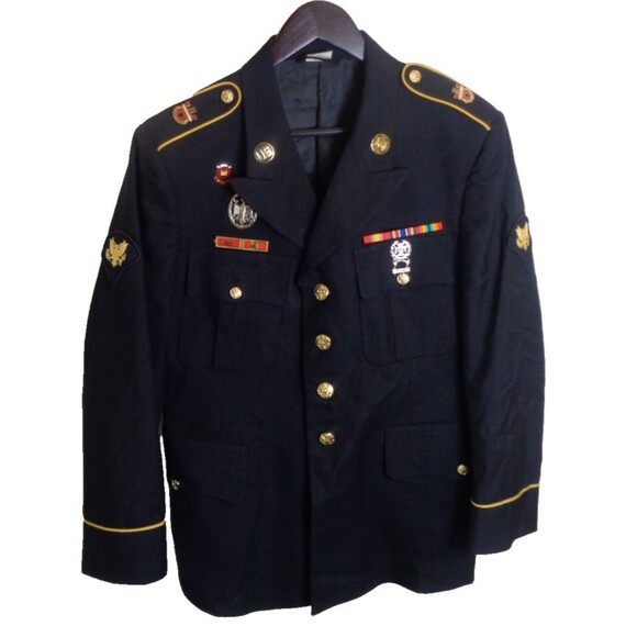 U.S. Army Blue Military Service Coat Sz 42RC Blazer Mens Jacket Poly/Wool - Picture 1 of 12